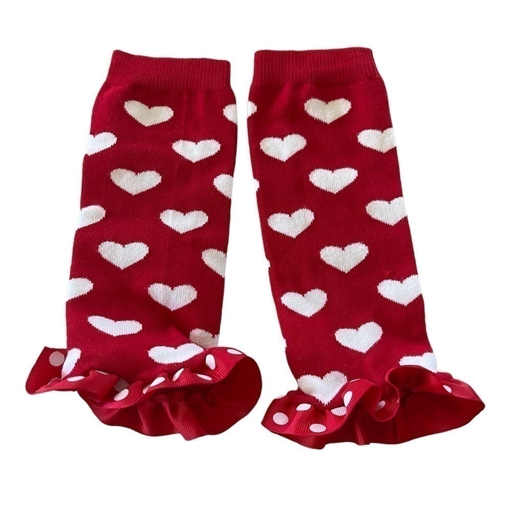 Little wishes white heart  leg warmers 0 plus months EUC